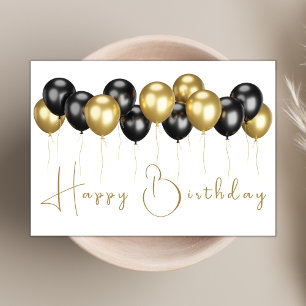 Elegant Balloons Modern Script Happy Birthday Card