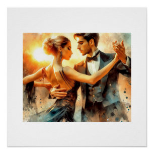 Elegant Ballroom Dance in Sunset,  Poster