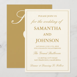Elegant Ballroom Vintage Ivory Wedding Invitation