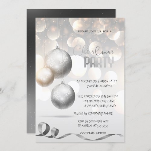 Elegant Balls Bokeh Company Christmas Party Invitation