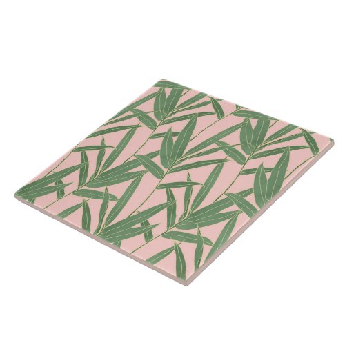 Elegant bamboo foliage design ceramic tile