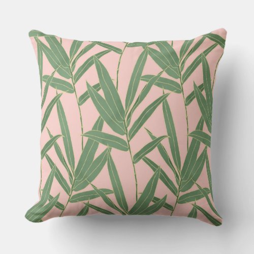 Elegant bamboo foliage design throw pillow