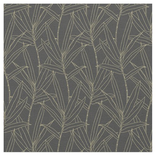 Elegant bamboo foliage gold strokes design fabric