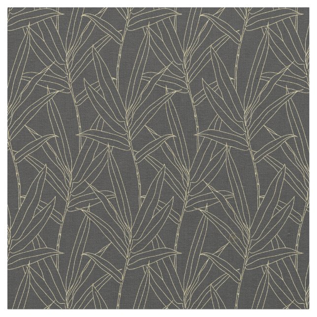 Elegant bamboo foliage gold strokes design fabric (Close Up)