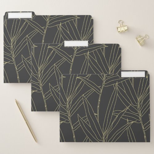 Elegant bamboo foliage gold strokes design file folder