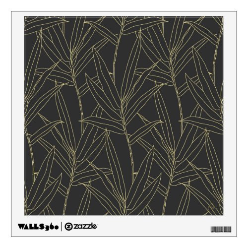 Elegant bamboo foliage gold strokes design wall decal