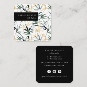 Elegant Bamboo Foliage Square Business Card