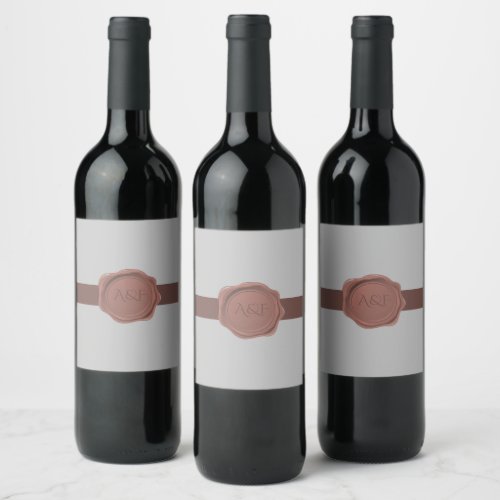 Elegant Band and Seal Monogram  Wine Label