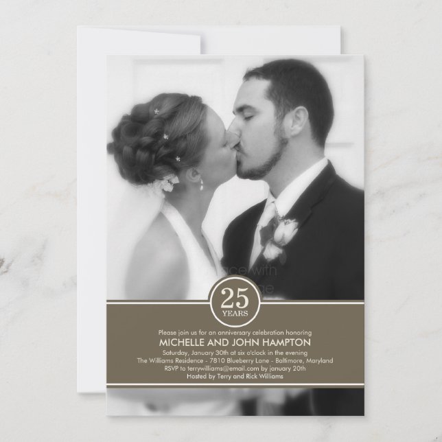 Elegant Band Anniversary Photo Invitation (Front)
