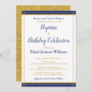 Elegant Baptism & Birthday Celebration Invitation
