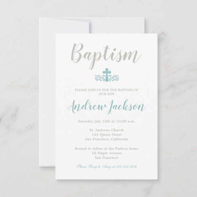 Elegant Baptism/Christening Invitation (Front)