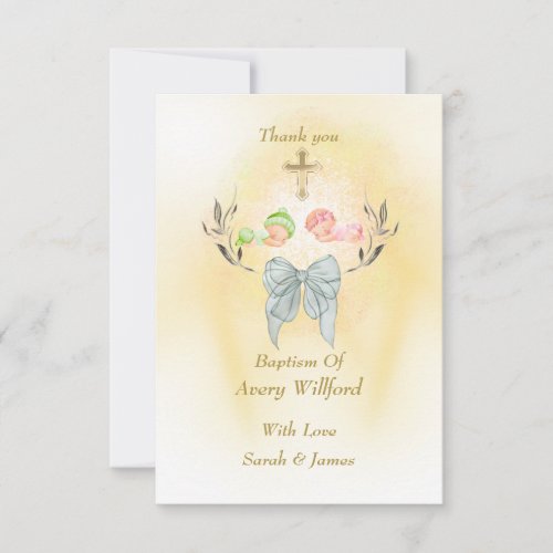  Elegant baptism Cross Flat Thank You Card