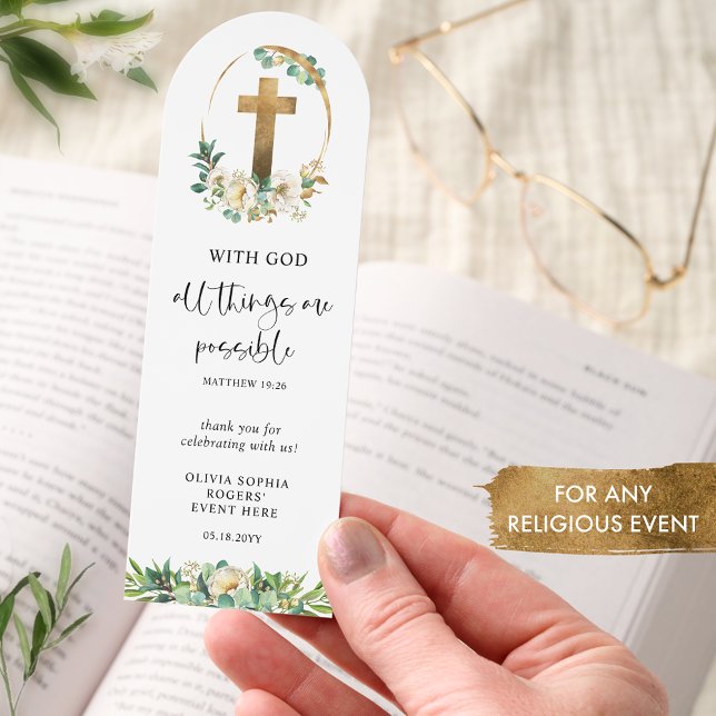 Elegant Baptism, First Communion Bookmark Favor (Creator Uploaded)