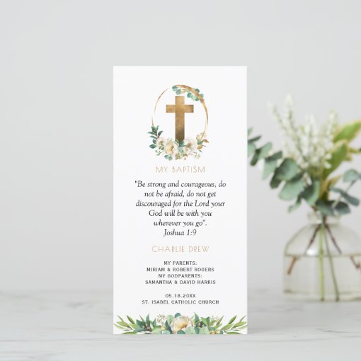 Elegant Baptism, Greenery Bookmark Favor T Thank You Card | Zazzle