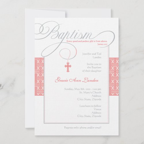 Elegant Baptism Invitation  |  Coral