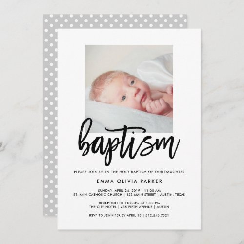 Elegant Baptism Invitation with Babys Photo