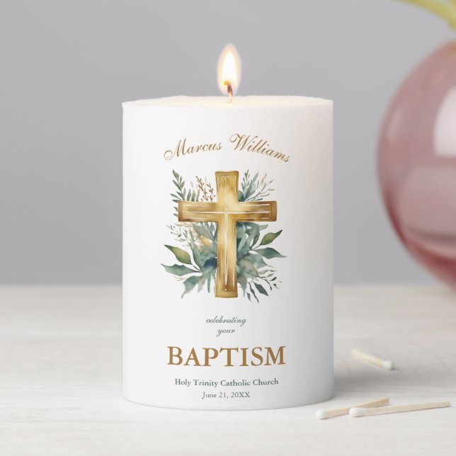 Elegant Baptism Pillar Candle (In Situ)