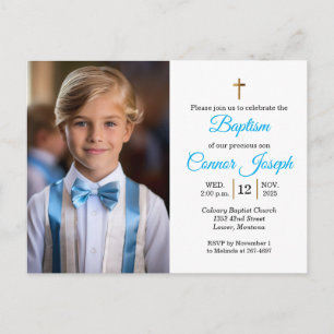 Elegant Baptism Relies event Custom photo Announcement Postcard