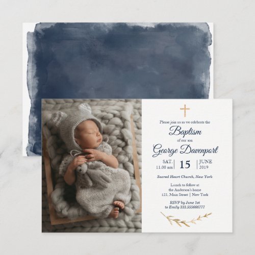 Elegant Baptism Religious event custom photo Invit