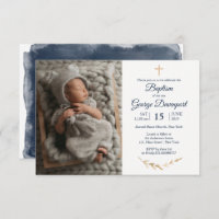 Elegant Baptism Religious event custom photo Invit