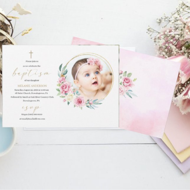 Elegant Baptism Religious event custom photo Invit Invitation (Creator Uploaded)