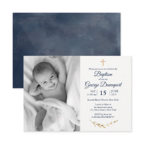 Elegant Baptism Religious event custom photo Invitation