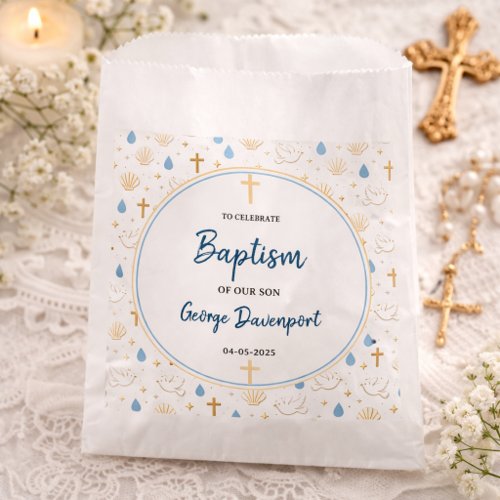 Elegant Baptism | Religious Kids Christening Party Favor Bag