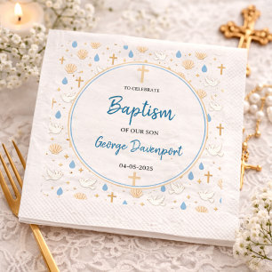 Elegant Baptism   Religious Kids Christening Party Napkins