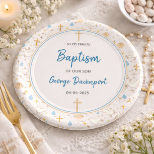 Elegant Baptism   Religious Kids Christening Party Paper Plates
