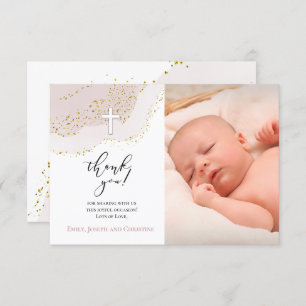 elegant baptism thank you baby girl invitation