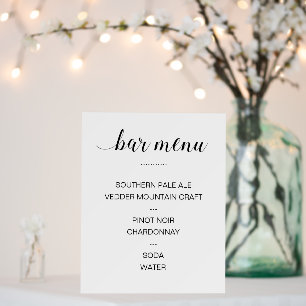 Elegant Bar Menu List Of Drinks Wedding Foam Board