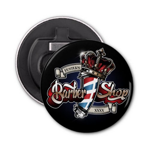 Elegant Barber Pole and Crown Logo Personalize Bottle Opener