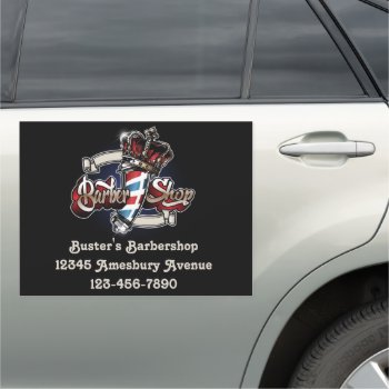 Elegant Barber Pole And Crown Personalize 2 Car Magnet by BarbeeAnne at Zazzle