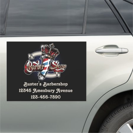 Elegant Barber Pole And Crown Personalize 2 Car Magnet