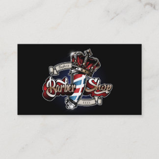 Elegant Barber Pole and Crown Personalize Business Card