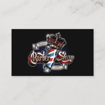 Elegant Barber Pole And Crown Personalize Business Card by BarbeeAnne at Zazzle