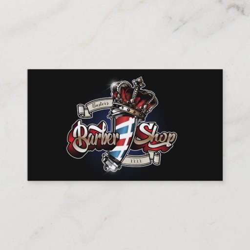 Customizable Elegant Barbershop Crown Personalize Business Card
