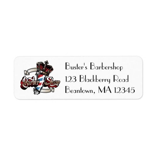 Elegant Barber Pole and Crown Personalize Label