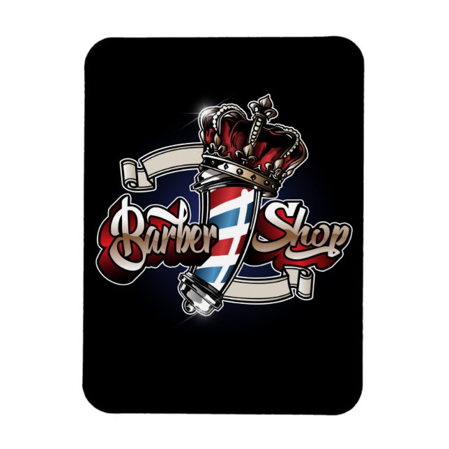 Elegant Barber Pole and Crown Personalize Magnet (Vertical)