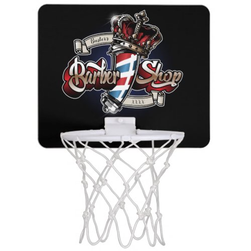 Elegant Barber Pole and Crown Personalize Mini Basketball Hoop