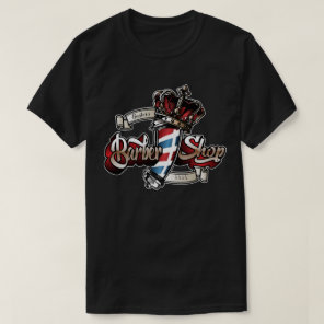 Elegant Barber Pole and Crown Personalize T-Shirt