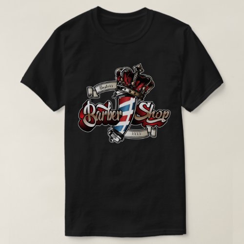 Elegant Barber Pole and Crown Personalize T_Shirt