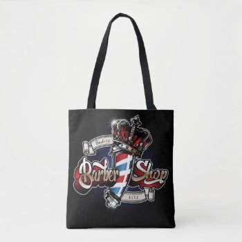 Elegant Barber Pole And Crown Personalize Tote Bag by BarbeeAnne at Zazzle