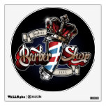 Elegant Barber Pole And Crown Personalize Wall Decal at Zazzle