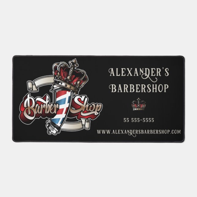 Elegant Barber Pole Personalize Desk Mat (Front)
