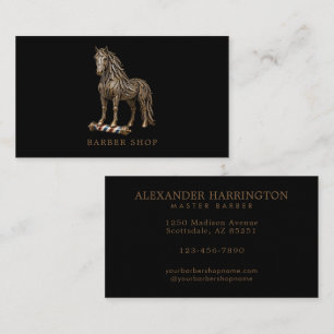 Elegant Barber Shop Bronze Mustang Barber Pole Business Card
