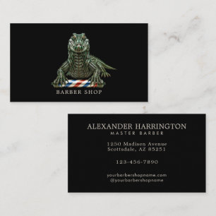 Elegant Barber Shop Emerald Alligator Barber Pole Business Card