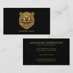 Elegant Barber Shop Golden Beaver Barber Pole Business Card