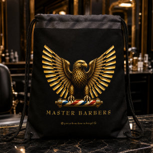 Elegant Barber Shop Golden Eagle Promo Swag Drawstring Bag