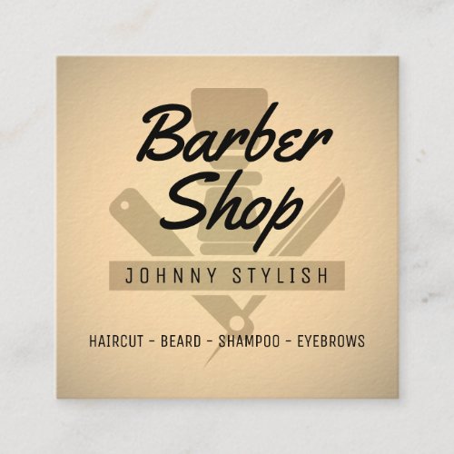 Elegant barbers tools vintage square business card